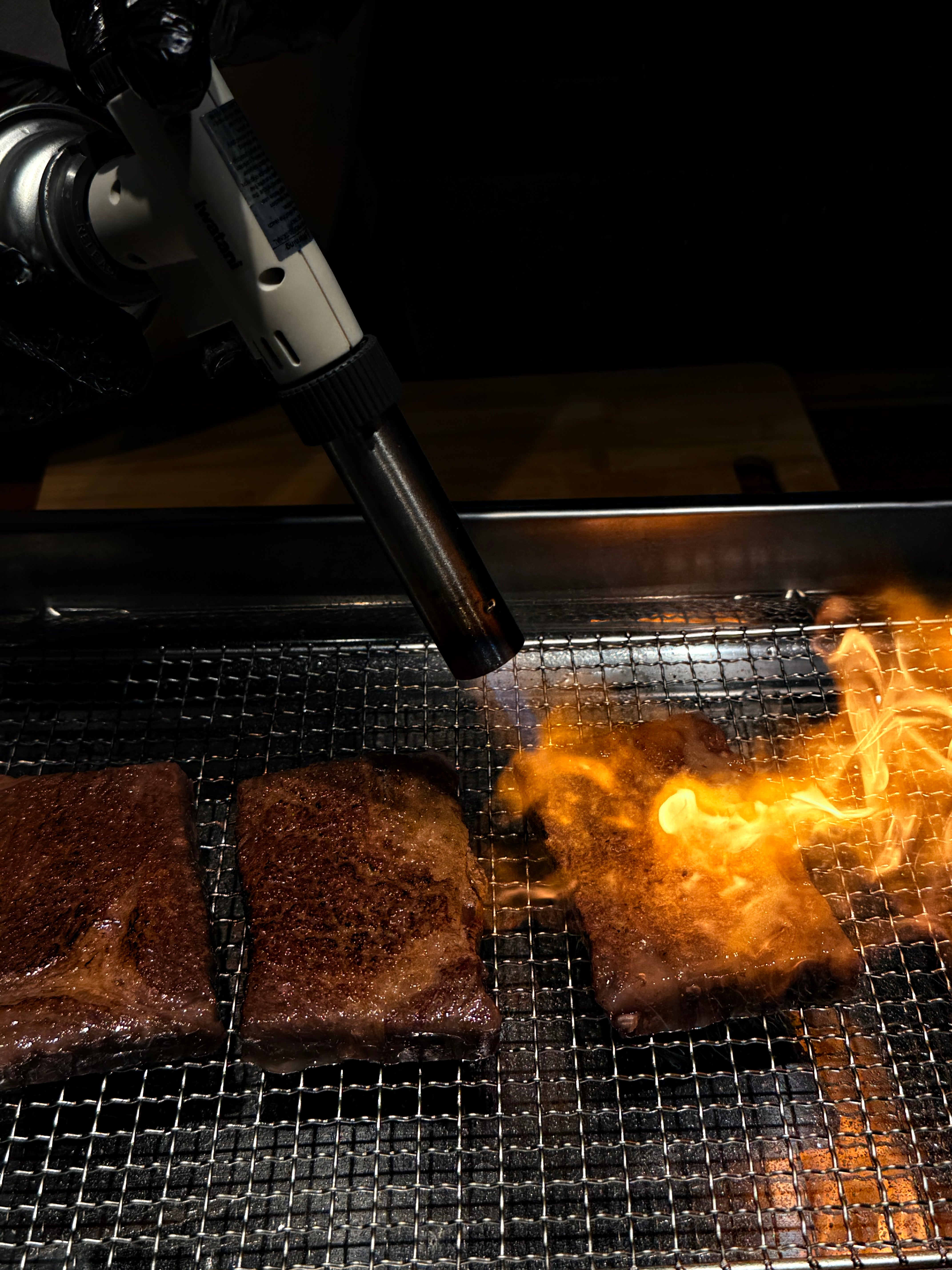 Premium marbled Wagyu beef presentation